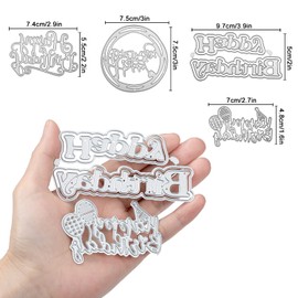 Set of 4 Happy Birthday Cutting Dies Happy Birthday Cutting Embossing Stencils Embossing Stencils for Card Making DIY Scrapbooking Album Cards Crafts