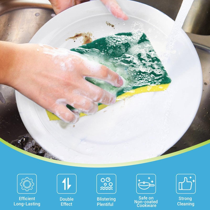 AIDEA XL Heavy Duty Scrub Sponge 24Count, Sponges for Dishes,