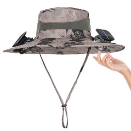 Sun Hats with Fans for Men Women Summer Fishing,Cooling Fishing Hat with Fans for Hiking Camping Hunting UPF 50+ Wide Brim