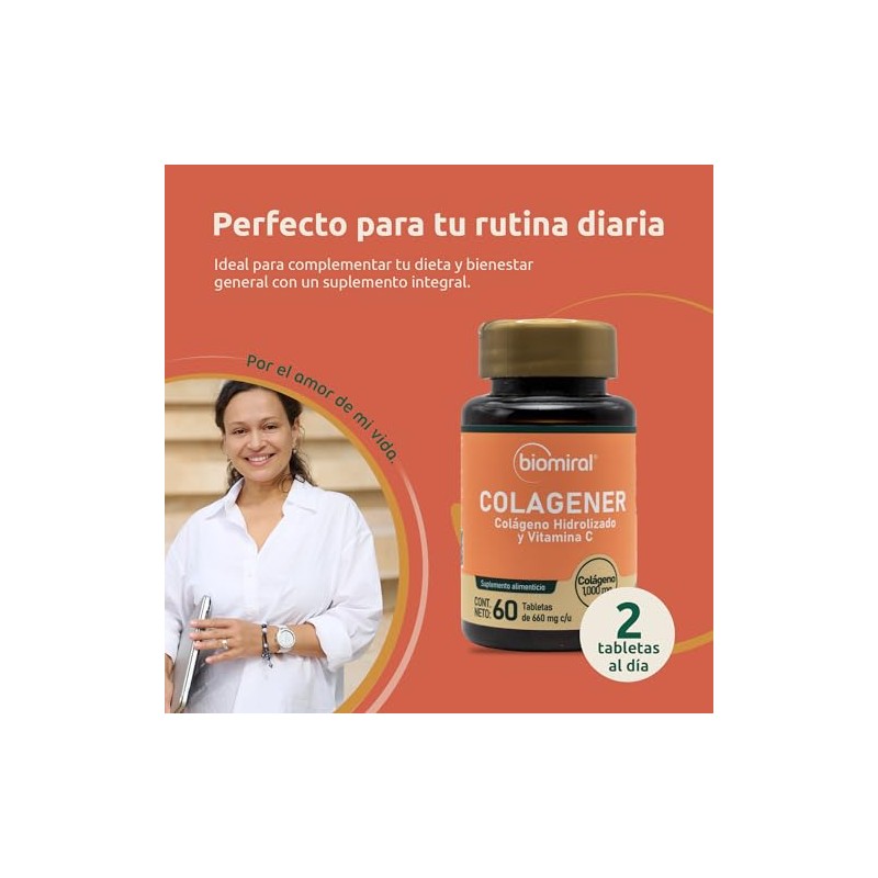 Biomiral Colagener Suplemento Alimenticio Colágeno Hidrolizado Vitamina Tabletas 660 1000
