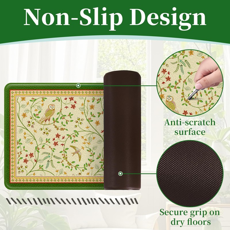 Vintage Farmhouse Kitchen Mats for Floor, Non-Slip, Anti-Fatigue, 2-Piece