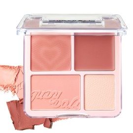 JUDYDOLL 2 In 1 Blush Highlight Palette, Blush Cream, Matte Highlighter, Natural & Radiant, Happy Holidays, Season Greetings, Concerts Festival (#01 Milk Apricot Melon)