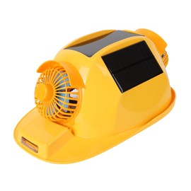 Hard Hat Construction Helmet Solar Panel Suspension Hard Hat with Double Fan for Transportation and Mining