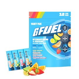 G Fuel G Fuel Electrolytes Powder for Instant Hydration and Focus, Sugar Free Electrolytes Variety Pack of Lemon, Orange, Peach, Strawberry Flavors, Nootropic Drink Mixes To Sharpen Mental Focus, 12 Servings