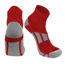 TCK Sports Ankle Socks for Men and Women, Soft Cushioned Athletic Quarter Sock (Scarlet, Large) - Scarlet,Large