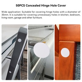 BQLZR Plastic Concealed Hinge Hole Covers Plug Parts White 35mm Hole Pitch Pack of 50