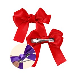 GFun Hair Ornament, Ribbon, Small, Children, Satin, Cheer, Set of 2, Clip, Hair Accessories, Cheer, Motivation, Sports Events, Sports Festivals, Graduation Ceremonies, Recitals, Blue
