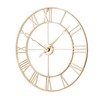 CLXEAST 30 Inch Wall Clock,Large Champagne Gold Metal Roman Numeral