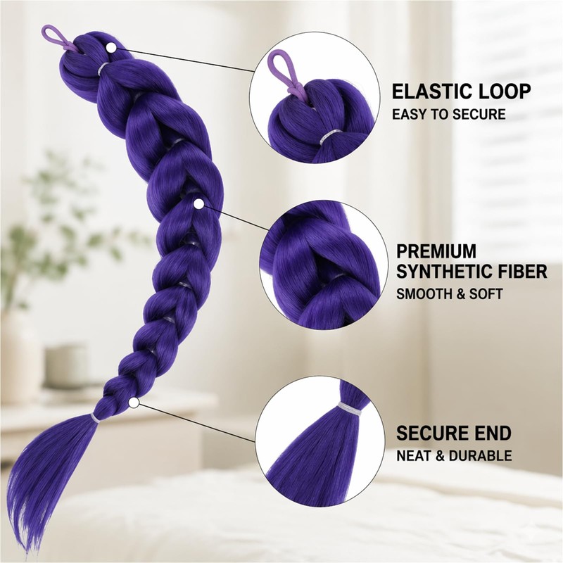 Purple Hair Extensions Set - Ponytail Hair Extension - Velvet