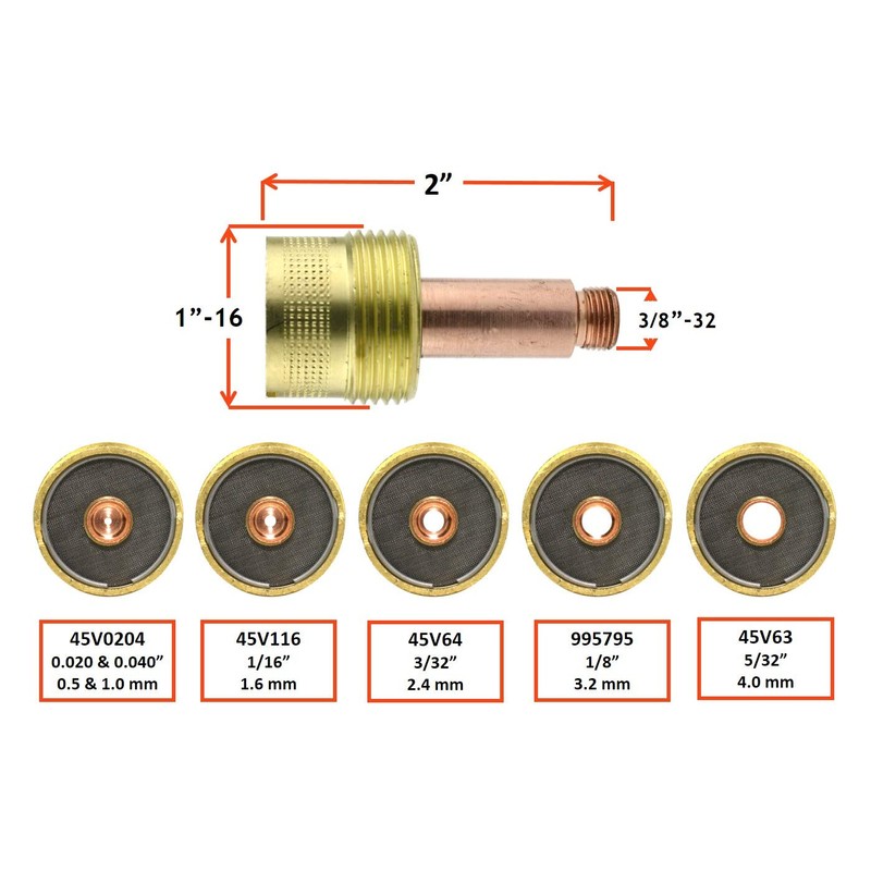 SÜA - Large Diameter Gas Lens Collet Body for TIG