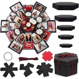 Koogel Caja de regalo de explosión, caja de amor explosivo, caja de álbum de fotos para álbumes de recortes, día de San Valentín, boda, aniversario, regalo de cumpleaños