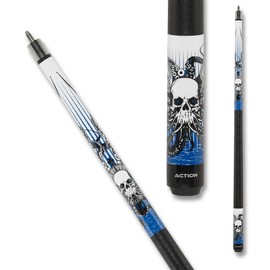 Eight Ball Mafia EBM17 Pool Cue - White, Blue, and Grey with Octupus Skull Design - 18oz