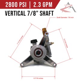 The ROP Shop | 2800 PSI Vertical Power Pressure Washer 7/8" Shaft Water Pump for Excell A07908