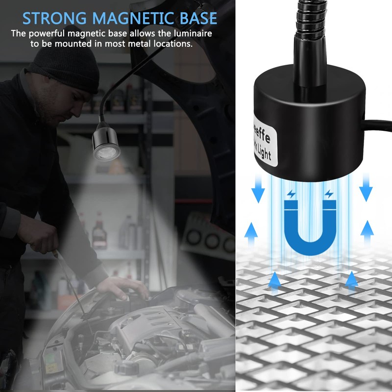 Deeffe Magnetic LED Work Light with Flexible Gooseneck and Magnetic