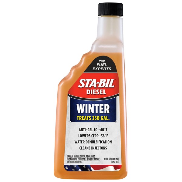 STA-BIL Diesel Winter Ant-Gel - Prevents Fuel Gelling Down to -40 Degrees Fahrenheit - Cleans Injectors - Treats 250 Gallons of Diesel Fuel, 32 fl. oz. (15215)