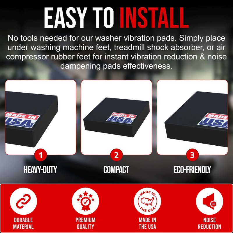 USA Made Rubber Anti-Vibration Pads - Heavy Duty Vibration Isolation