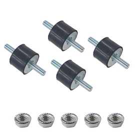 PDETVEO 4Pcs 40 x 30mm Rubber Vibration Isolator Mounts, Shock Absorber with M10 x 25mm Studs, Anti-Vibration Mounts for Air Compressors, Garage Motors, Diesel Engines