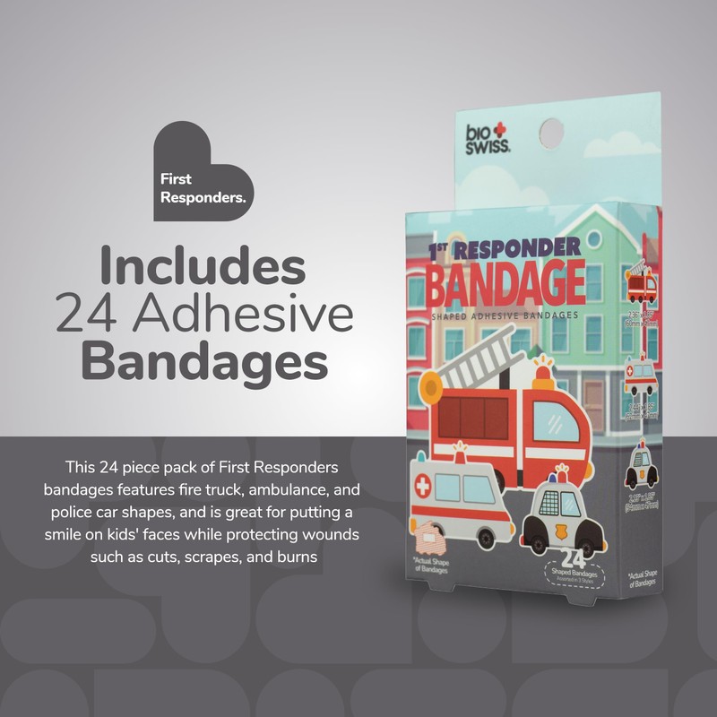 BioSwiss Bandages, First Responders Shaped Self Adhesive Bandage Set, Latex