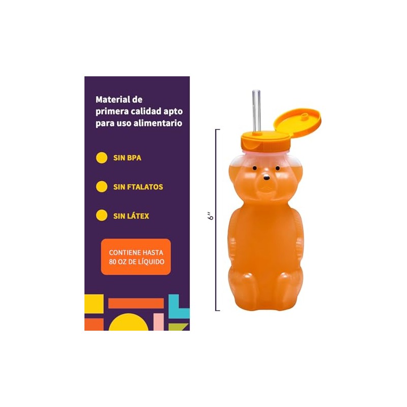 KOSMOX Vaso con Popote Reutilizable para Niños, Set de 3