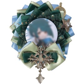 YUYAKESHI Can Badge Rosette Pain Bag Decoration, Handmade Rosette, Ribbon, Pain Bag Decoration, Can Badge, Garbage Rosette, Goods, Retro (Green + Star)