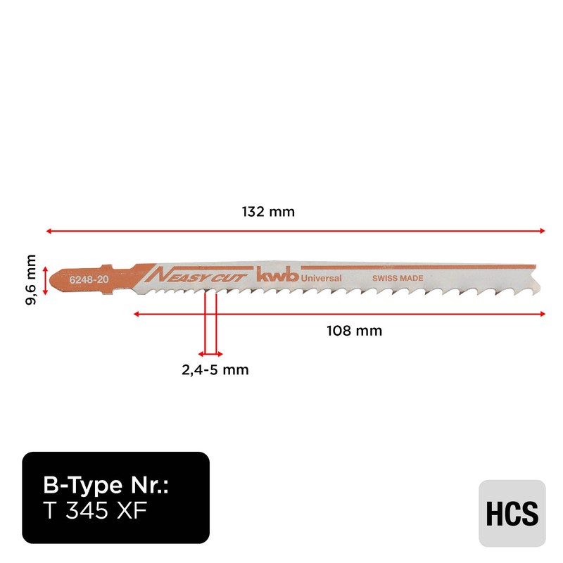 KWB Easy Cut Jigsaw Blades Universal Single Lug Shank 6248