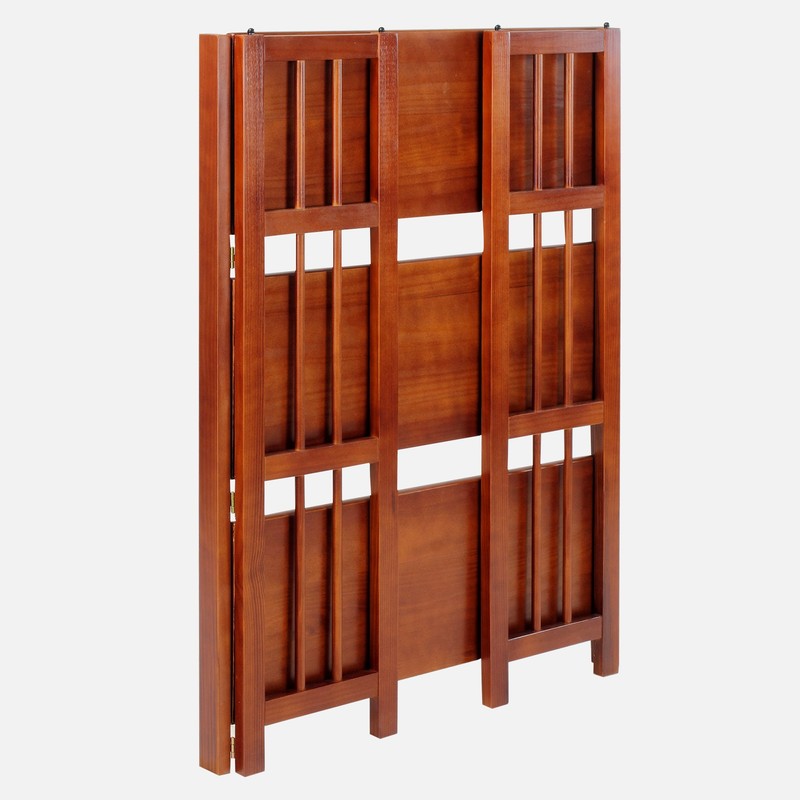 Casual Home 3-Shelf 27.5" Wide Folding Stackable Bookcase, Mahogany (New)