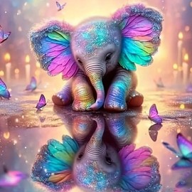 MXZCZX 5D Elephant Diamond Painting Kits for Adults Beginners,Butterflies Diamond Art Kit, DIY Animal Full Round Drill Paint with Diamond Pictures Gem Art, Home Wall Decor 14x14In