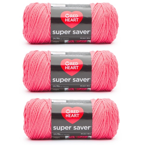 Red Heart Super Saver Persimmon Yarn - 3 Pack of