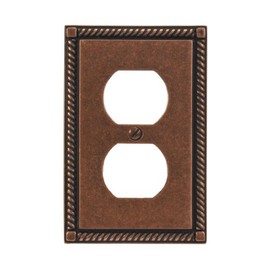 Amerelle Georgian Single Duplex Cast Metal Wallplate in Tumbled Aged Bronze