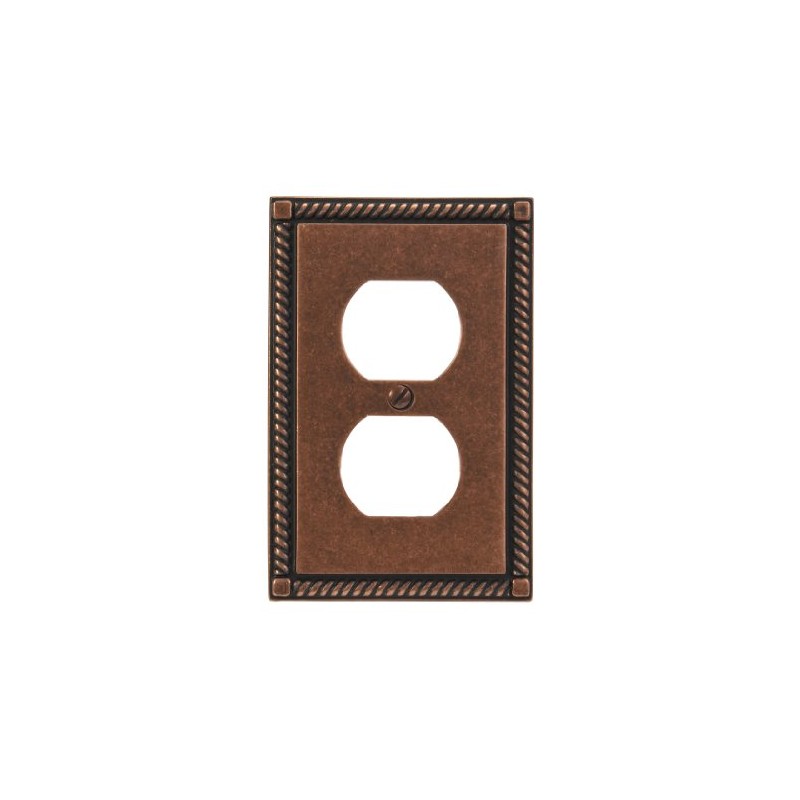 Amerelle Georgian Single Duplex Cast Metal Wallplate in Tumbled Aged