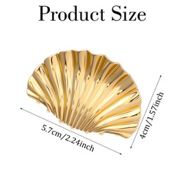 Mabor Shell Claw Clip, Gold Metal Seashell Hair Clip, Fashion Jaw Clips for Thick, Long, Straight, Curly Hair Styling Accessories for Women Girls