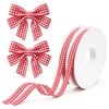 2 PCS Red Gingham Ribbon, 3/8" x 50 Yard Red
