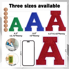 QianSiLi 6.5 Inch Chenille Iron On Letters for Clothes Varsity Letter Patches Embroidered Patch Iron On Patches for Clothing Jacket/Hoodie/Varsity (Red,A)