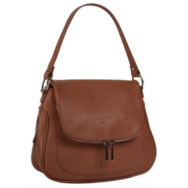 Samantha Look Women's Genuine Leather Shoulder Bag, Made in Italy, Business Crossbody Elegant Handbag with Expandable Compartment, 021680, Cognac