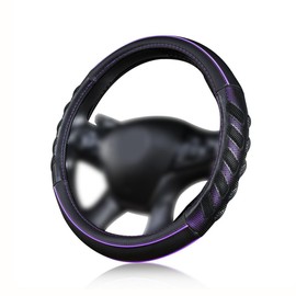 Flying Banner car Steering Wheel Cover Faux Leather Massage Universal fit 3D Honeycomb Hole Anti-Slip Sporty 15 Inches (Purple Black)