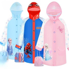 FASHION YO Kids Elsa Spider Raincoats Waterproof Rain Jacket Hooded Rain Poncho Toddler Boys Girls Rain Suit Reusable Rainwear with bag Cover 1-8 Years (EVA, Pink Elsa S (1-3y))