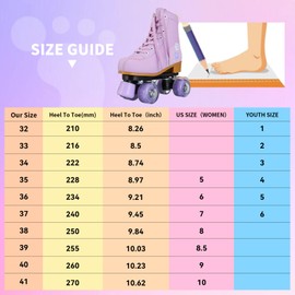 YYW Roller Skates for Girls and Women, Fantastic Pink Purple PU Leather Light Up Kids Youth Roller Skates, Indoor Outdoor Roller Skates Girls Ages 8-12 (33-Youth 2,Purple)