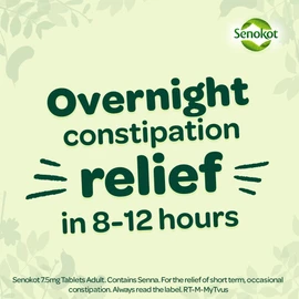 Senokot 7.5mg 20 Tablets - Natural Senna Fruit Laxative for Constipation Relief, Constipation relief for adults, Dual action laxative, Double action constipation relief, Effective Overnight