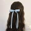 Ayesha Blue Hair Bows Clips Blue Ribbon Bows with Long