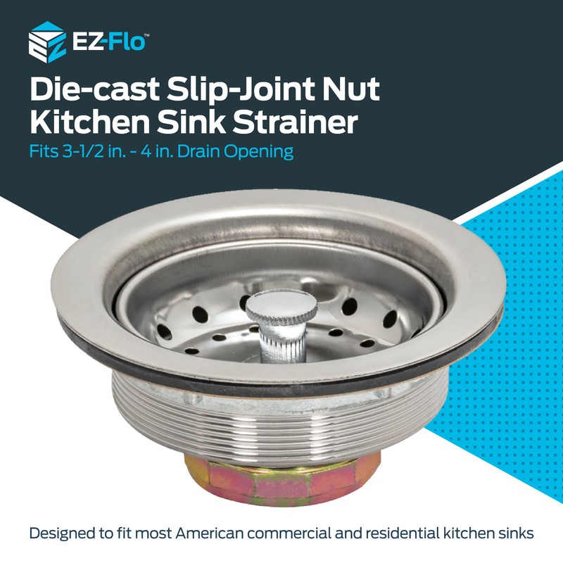 EZ-FLO Kitchen Sink Strainer with Die-Cast Slip-Joint Nut, Fits 3-1/2