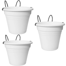 esto24 Hanging pots made of robust plastic with removable water overflow, diameter 20 cm, flower pot available in 6 colours, set of 3
