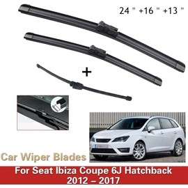 Juego de 3 escobillas de limpiaparabrisas delanteras y traseras compatibles con Seat Ibiza Coupe 6J Hatchback 2012-2017 parabrisas ventana 24 "16" 13 "