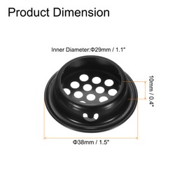 QUARKZMAN Pack of 24 Air Vents Round Flat Soffit Vent 29 mm/1.1 Inch Stainless Steel Round Vent Mesh Hole Slats for Bathroom Home, Office, Kitchen, Cupboard, Wardrobe, Black