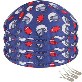 Zion Judaica Sports Designed Kippah for Adults Kids Football Kipah Printed Kippot Favorite Hobby Yamaka w/Clips Theme Yarmulke for Bat/Bar Mitzvah Wedding Bris Souvenir Yamukas Jewish Skullcaps 3-PK