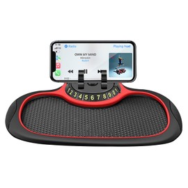 ATSGJLZN Auto Antirutschmatte mit Handyhalterung,Multifunktionale Auto-antirutschmatte Auto-handyhalter, Handyhalterung Auto Armaturenbrett 360 Grad Drehbare(Rot)