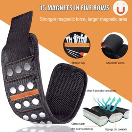 Magnetic Wristband Mens Gifts for Birthday Father's day Christmas, Unique Tool for Holding Screws Gadgets Gift for Dad, Husband, Boyfriend, Handyman mechanics (Black)