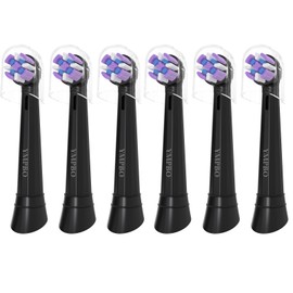 Pack of 6 Replacement Heads Compatible with Oral B iO 10 9 8 7 6 5 4 3 Series Electric Toothbrush, Medium Brush Heads, Black