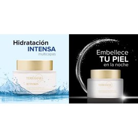 TERRAMAR Kit hidratación dia/noche incluye 1 crema gel facial con ACIDO HIALURONICO DIA + 1 crema reparadora facial de NOCHE + REGALO bisuteria acero 