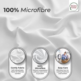 Rohi King Size Fitted Sheet 100% Microfibre – 16'' (40cm) Extra Deep Fitted Sheet with All Around Elastic – Ultra Soft, Hypoallergenic & Durable Bed Sheet – Bottom Sheet (White – 150 x 200cm)