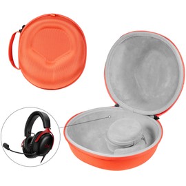 Jomwag Hard Organizer Portable Carry Travel Case for AirPods Max, for Sony & Audio-Technica Headphones – Shockproof, Waterproof & Durable Protection,Orange - Medium